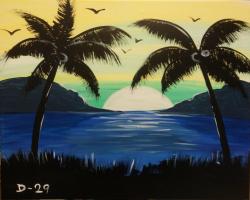 The image for Palm Trees Blue and yellow Sunset