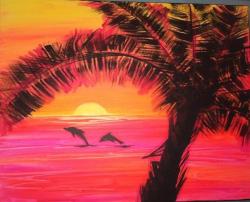 The image for Sunset with dolphins