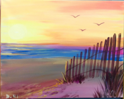 The image for Sunset, beach, fence