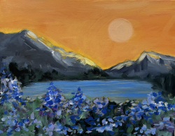 The image for A Mountain With Flowers- New Painting!