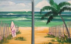 The image for FENCE BY THE BEACH- Date Night! (Solo Painting too)